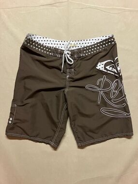 Vintage Women’s Roxy Board Shorts Brown Y2k Surf Swim Skater Logo Read for Size